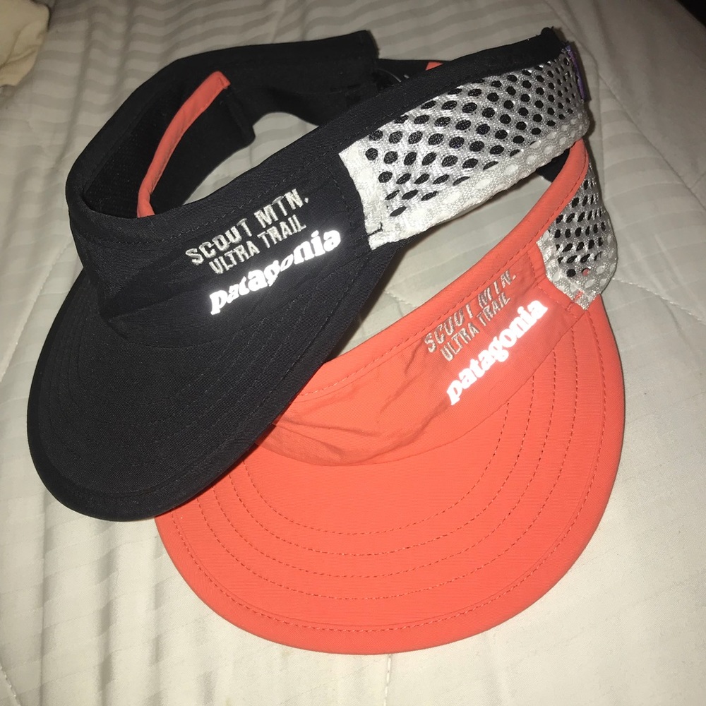 black and orange patagonia visors